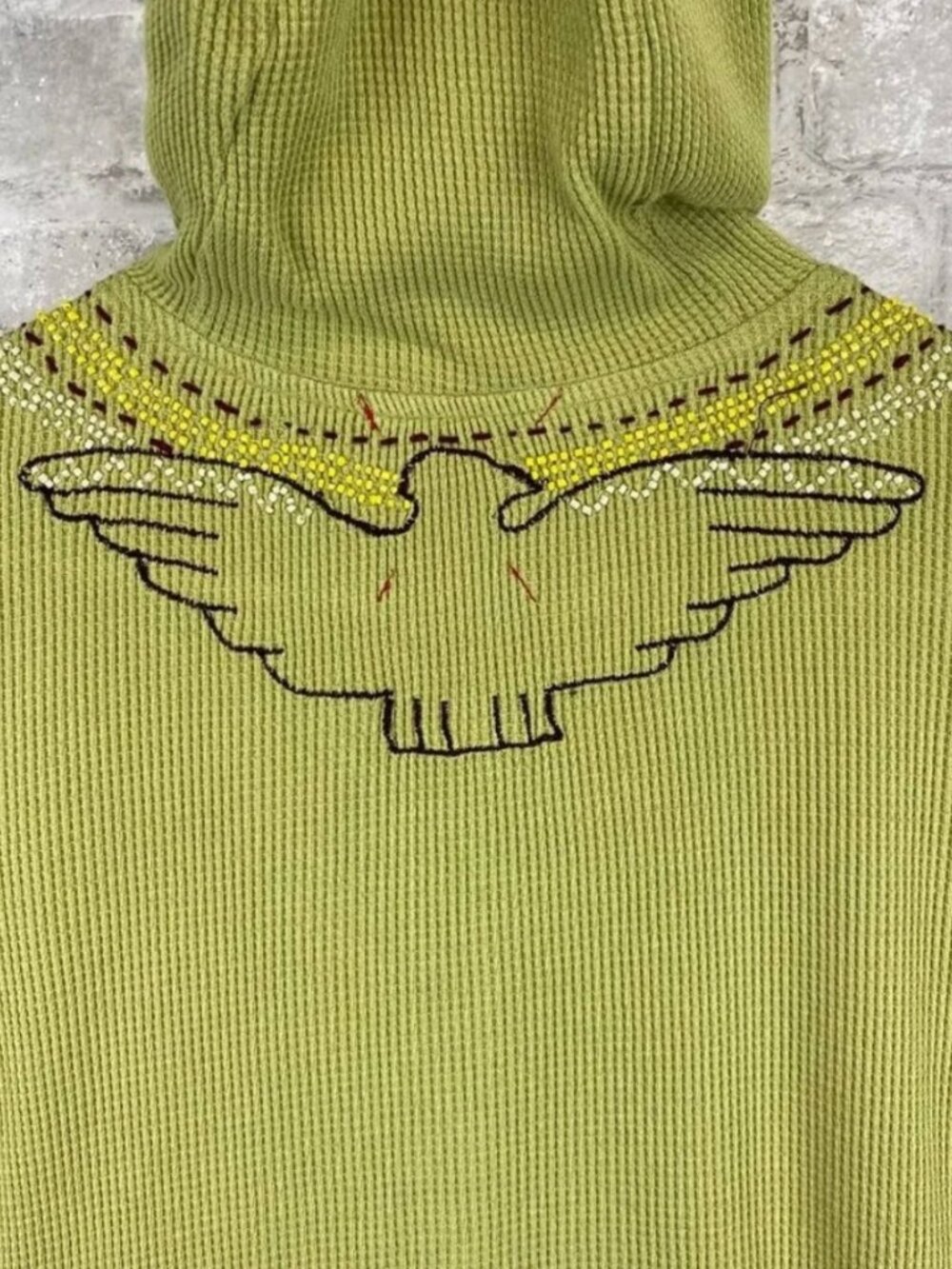 RARE Free People Green embroidered & Beaded Full-Zip Light Hoodie XS - Picture 5 of 7